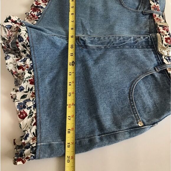 Vintage 2-Piece Matching Jean Shorts Crop Top Outfit Set By Concept Designs L/13 - Picture 14 of 16